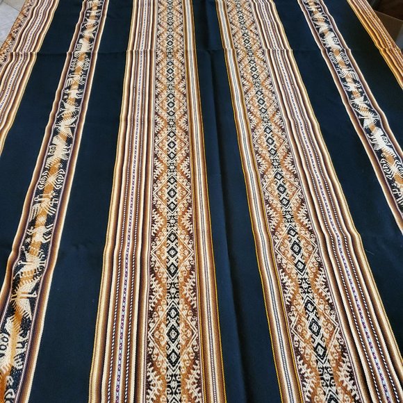 Southwestern Design Black-Brown 52"x 98" Tablecloth - Picture 3 of 4